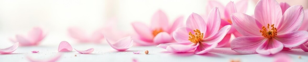 Obraz premium Delicate petals unfold on a snow-white background, floral, isolated