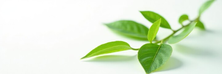 Obraz premium Delicate stem with leaves on a white background, organic, stem, leafy