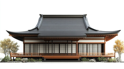 Fototapeta premium Traditional Japanese house with elegant roof design