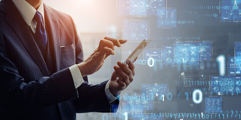Business people using smartphones and digital technology concept