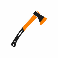 Sleek Axe with Orange Handle Vector.