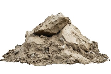 Large Pile of Dirt and Sand Isolated on White Background Construction Material