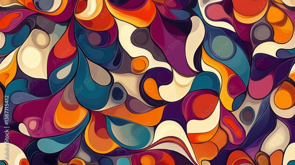 Poster abstract colorful swirls and shapes pattern.