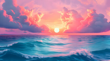 Dreamy Seascape Illustration Background
