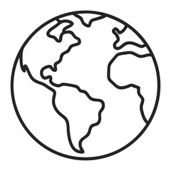 Earth Icon Outline on White Background Coloring Book Page