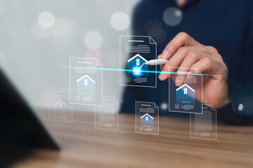 Real estate loan approval, submitting proposals for state welfare housing projects, checking transparency on residential building construction, and digital approval signing via laptop