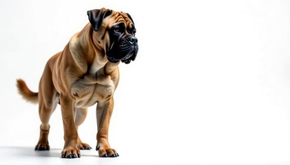 Obraz premium Majestic mastiff, powerful stance, white background, background, breed
