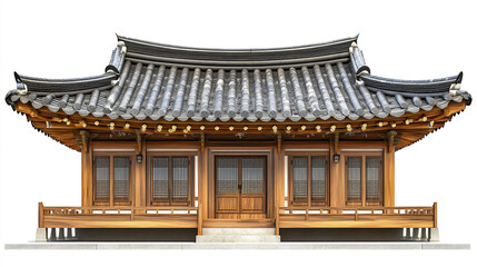 Fototapeta premium Traditional Korean house with wooden structure and tiled roof