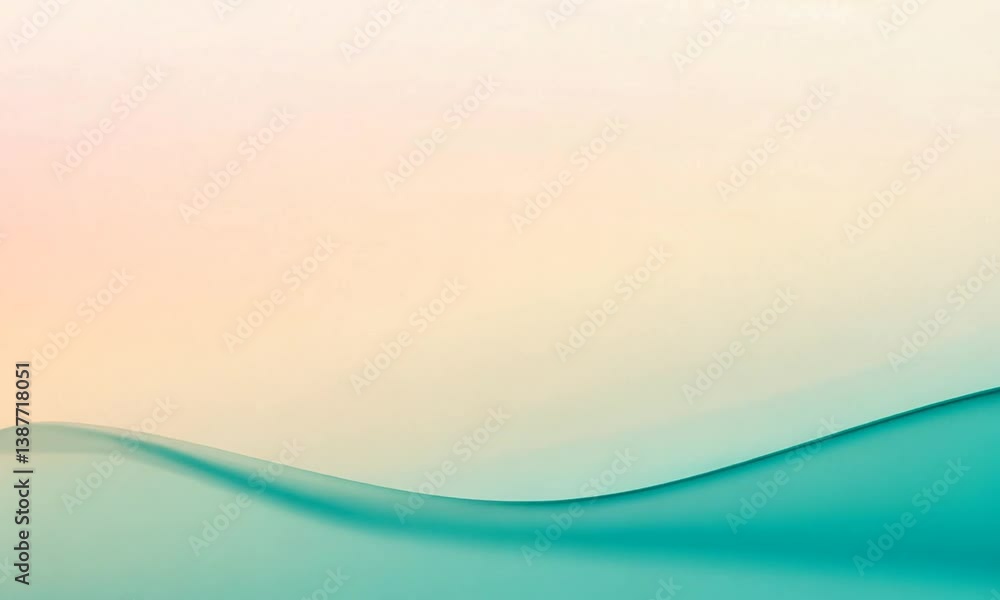 Wall mural calming abstract gradient motion background with wavy aqua line