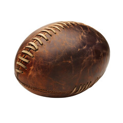 Vintage leather rugby ball isolated on white background
