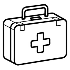 Fototapeta premium First Aid Kit Coloring Book Page Line Art Drawing