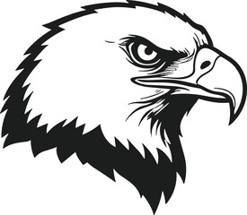Bold Eagle Head Silhouette Vector – Powerful Bird of Prey Line Art for Logos and Designs