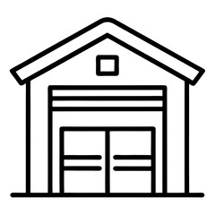 Garage Icon Outline Coloring Book Page on White Background