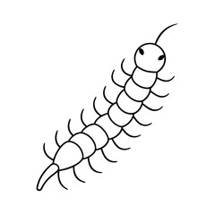 centipede line art vector illustration on white background