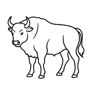 recommend clip art: bison line art vector illustration