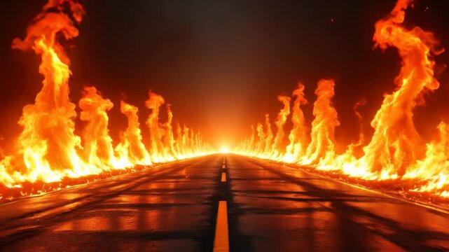 Road Through Fire | Intense Fiery Highway Into the Flames of Destiny

