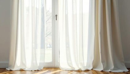 Simple, minimalist white linen curtains, soft light , seamless, texture