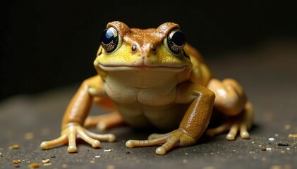 Fototapeta premium Single brown frog isolated, textured skin visible, isolated frog, zoology, individual