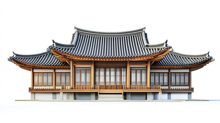 Naklejka premium Traditional Korean house with elegant wooden architecture