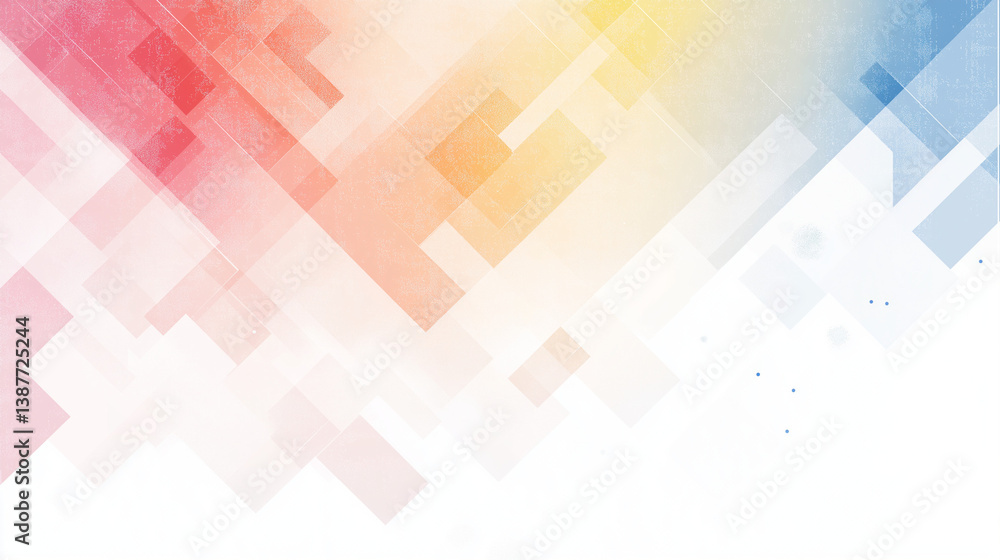 Poster abstract geometric rainbow: a vibrant array of geometric shapes seamlessly blends into a rainbow of 