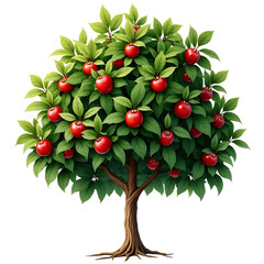 Apple-Tree-Full-of-Red-Apples-Green-Leaves-Illustration