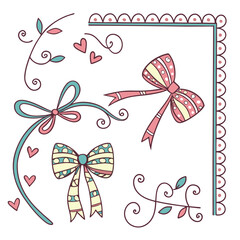 Whimsical Bows and Decorative Elements: A delightful collection of hand-drawn bows and delicate decorative elements, perfect for adding a touch of whimsy and charm to any design project.