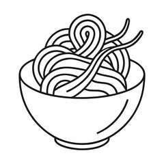 Noodles Food Coloring Book Page Line Art Drawing