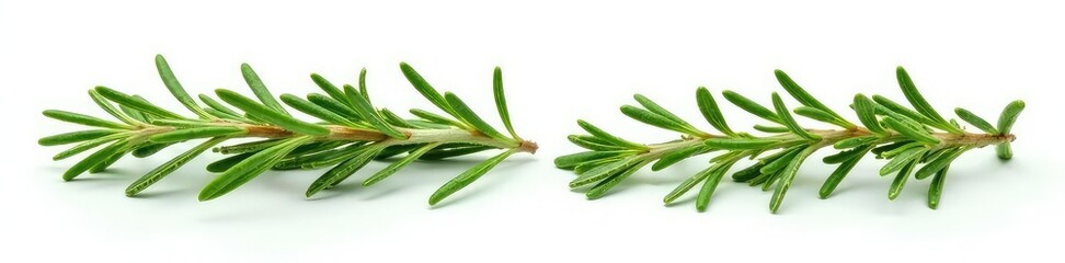 Obraz premium Sprigs of rosemary and thyme on white background, greenery, foliage
