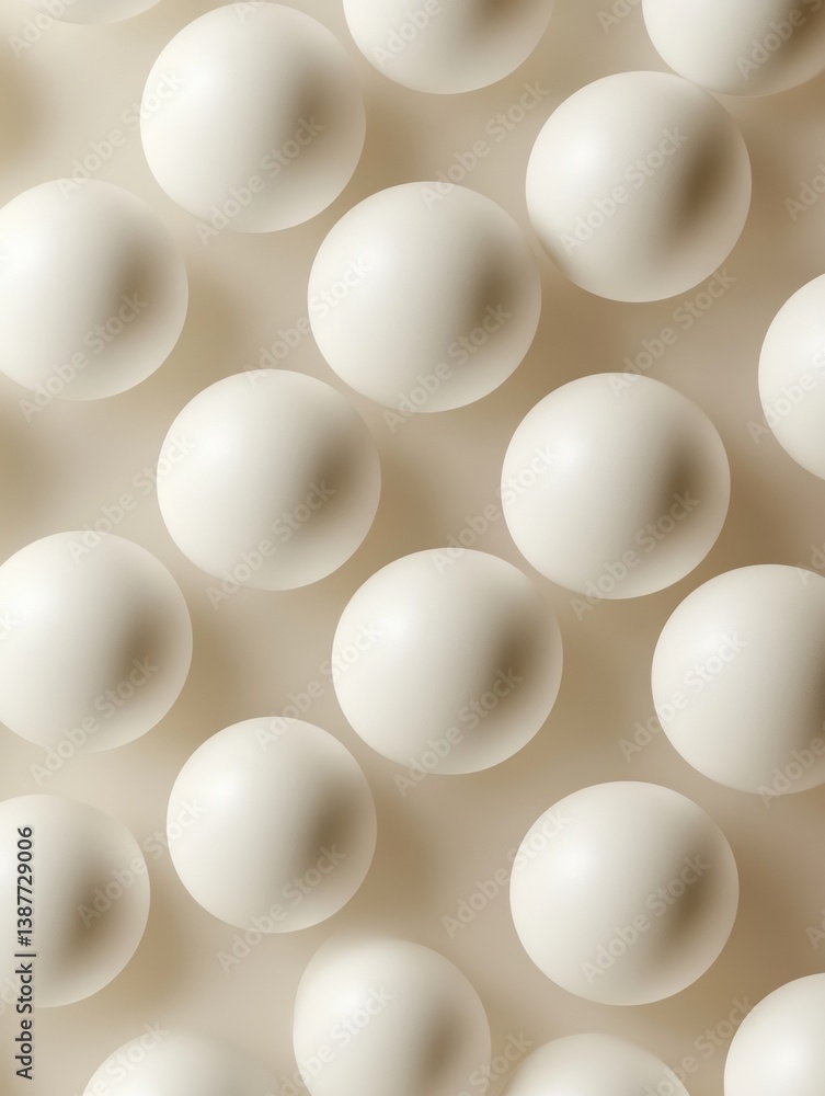 Poster Structured pattern of white spheres creates an elegant modern minimalism on a soft neutral background suitable for various design applications
