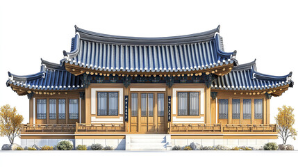Obraz premium Traditional Korean house with elegant architecture and serene ambiance