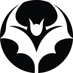 Obraz premium Bat Silhouette Circle Logo – Modern Black Abstract Bat Symbol Design