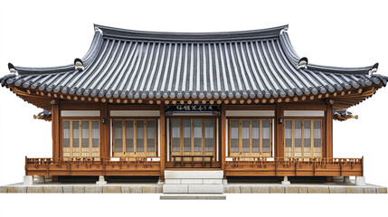 Fototapeta premium Traditional Korean house with wooden structure and tiled roof