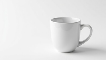 Fototapeta premium One white ceramic mug isolated on white background, photography, white