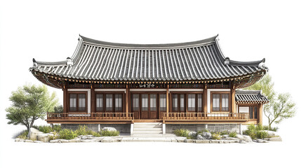 Obraz premium Traditional Korean house with elegant architecture and serene surroundings