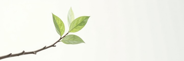 Obraz premium Single branch suspended in mid-air against a stark white backdrop, branch, white