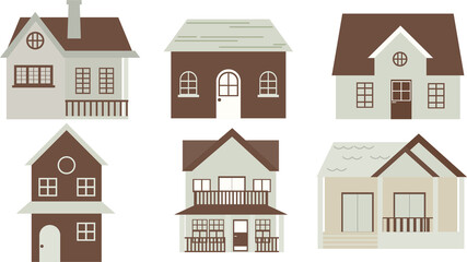 Flat House vecter set, cartoon house. 