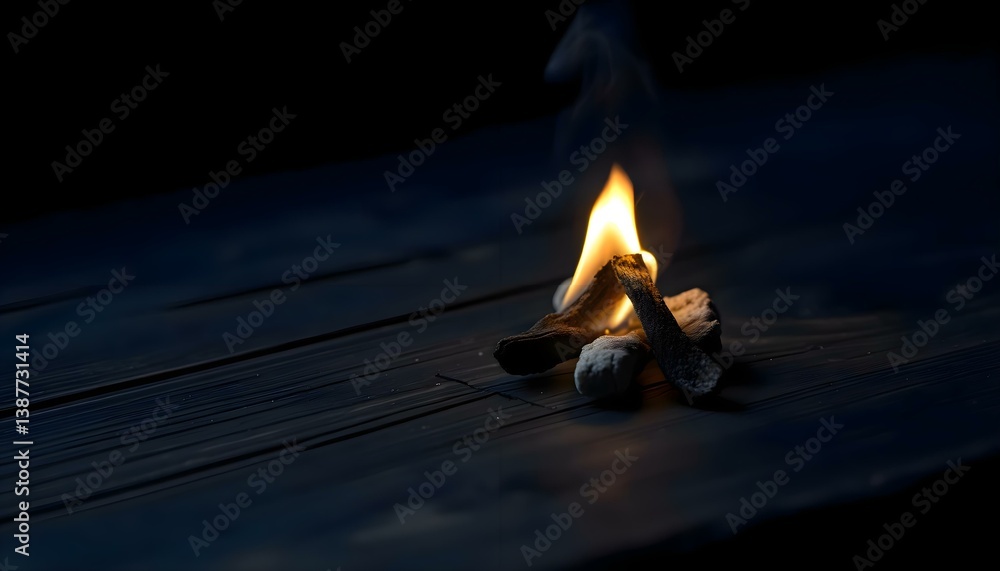 Canvas Prints lit matchstick on a wooden table