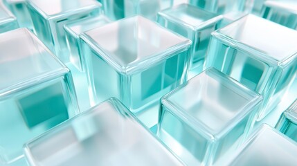 Abstract background of translucent teal glass cubes.