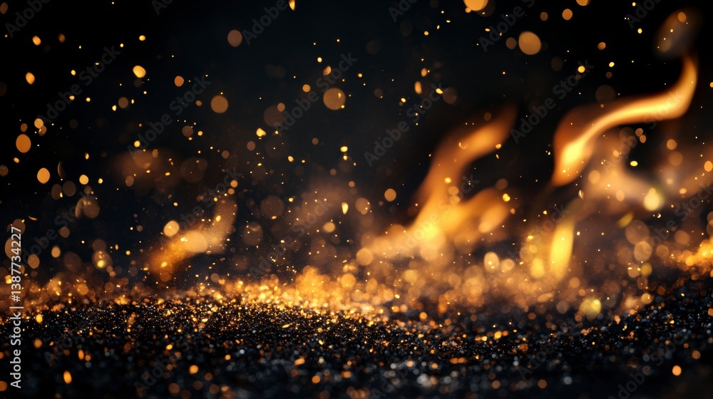 Aufkleber Abstract fiery background with glowing embers and sparks.