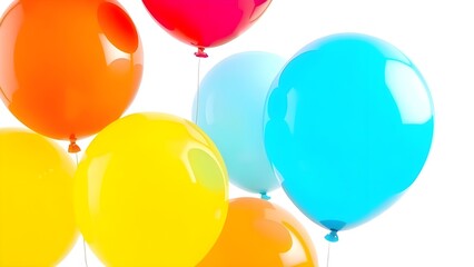 Colorful Balloons Floating on White
