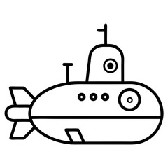 Obraz premium Submarine Icon Outline Coloring Page on White Background
