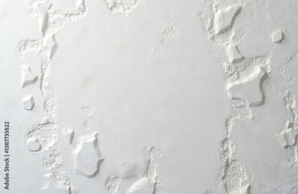 Poster white decorative plaster texture background with rough surface, stone-like elements. modern interior