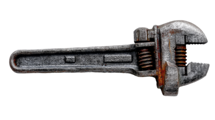 Rusty wrench on a white background. transparent background