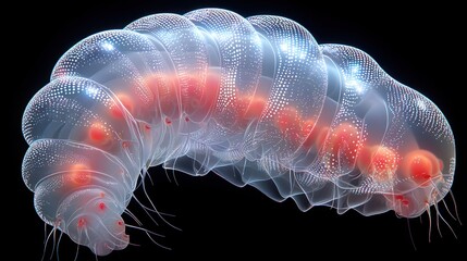 Obraz premium Microscopic Ocean Worm: A Bioluminescent Marvel