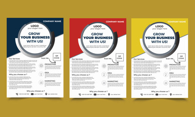 Business Flyer Template Corporate flyer template colorful gradient geometric circle shape. Creative modern bright concept circle round shape. vector template in A4 size