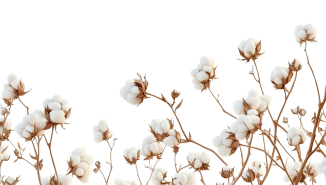 Cotton plant blossoms in a field
