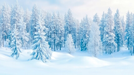 Winter Wonderland: A serene snow-covered forest, perfect for holiday cards and seasonal winter backgrounds