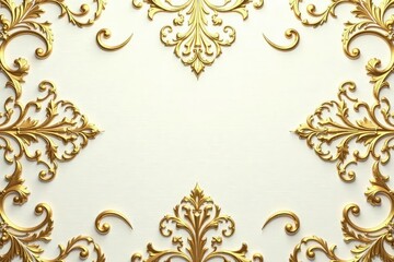 Intricate floral damask design in elegant gold and white , texture, home decor, seamless wallpaper