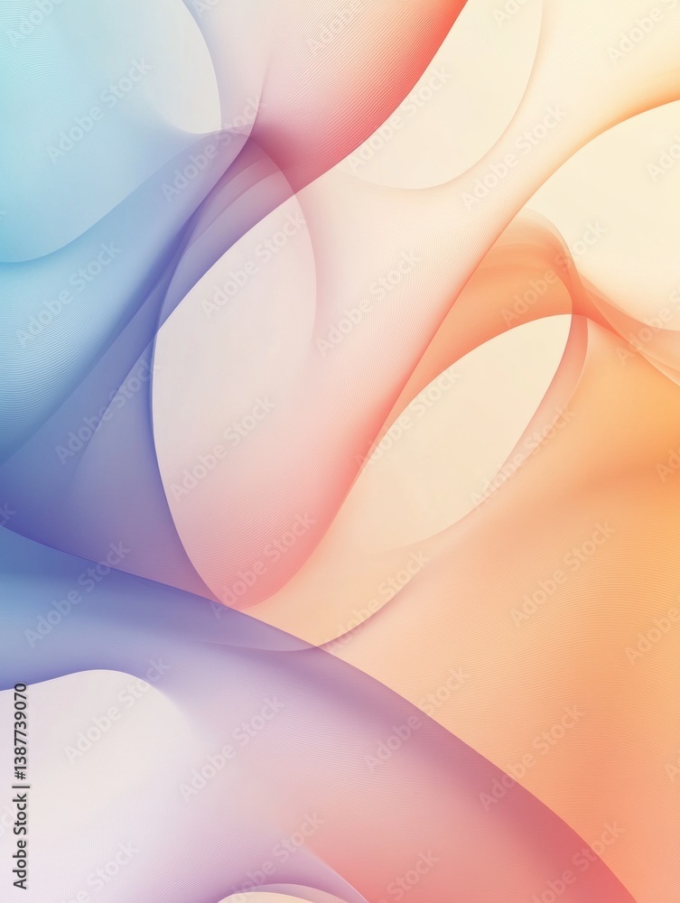 Poster Soft modern abstract background featuring seamless gradient transitions between cool and warm hues in a minimalist design