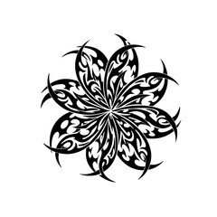 Abstract Tribal Flower Design in Black and White  